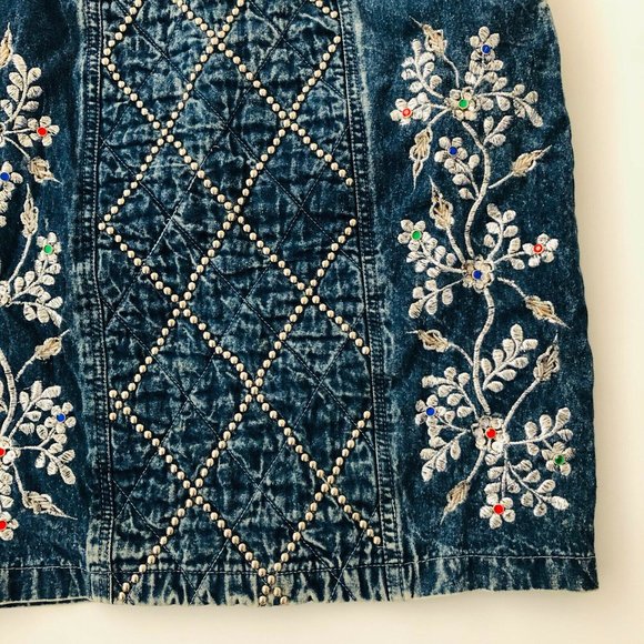 Vintage 1980's Jazzino Stonewash Rocker Chic Skirt - Picture 2 of 10